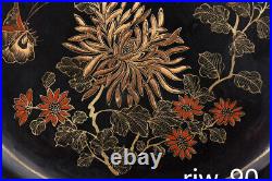 Chinese antique collection Pure handmade Gold flower pattern disc