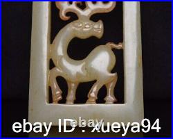 Chinese collect Natural Hetian Jade Hand-carved Exquisite Deer Pattern Pendants
