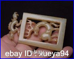 Chinese collect Natural Hetian Jade Hand-carved Exquisite Deer Pattern Pendants