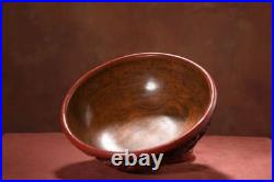 Collect Chinese Antique Vintage Lacquerware Carved Exquisite Dragon Pattern Bowl