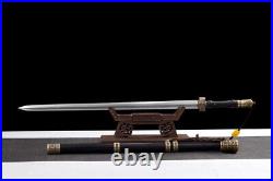 Collectible Chinese SwordPattern Folded Steel Sharp Luxury Brass Fitting