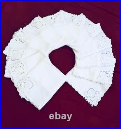 Collectible Cut Work Hand Made Linen Tablecover Wall Of China Design 12 Napkins