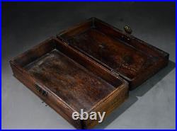 Collectible chinese old Rosewood Hand carved lotus two fish pattern jewelry box