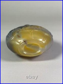 Collectible chinese old agate handmade lotus pattern exquisite snuff bottle 1618