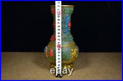 Collection Chinese Colored Glaze Carved Exquisite Pattern Vase Home Decor Art