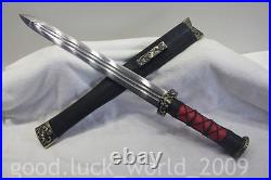 Double Groove Chinese Short Sword Han Jian Pattern Steel Sharp Hand Forge