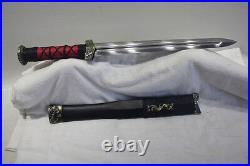 Double Groove Chinese Short Sword Han Jian Pattern Steel Sharp Hand Forge