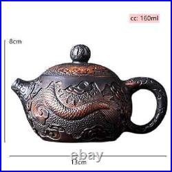 Hand Engraving Dragon Pattern Tea Kettle Yixing Purple Clay Tea Pot Chinese