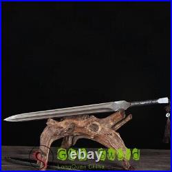 Handmade Chinese Sun Moon Sword Reverses Folding Pattern Steel Chinese Knife