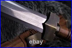 Handmade Rosewood Chinese Sword Han Jian Damascus Folded Steel Blade Sharp