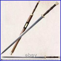 Handmade Rosewood Chinese Sword Han Jian Long Damascus Folded Steel Blade Sharp
