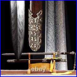 Handmade Sword Quality Qing Jian Concave Feather Pattern Chinese Double Edged