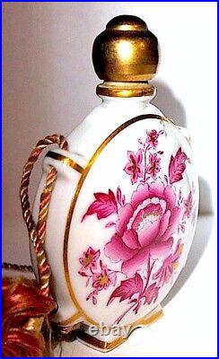 Herend Antique Porcelain Scent / Perfume Bottle -Chinese Rose Gilt Pattern, MINT