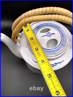 Jing De Zhen Rice Eye Pattern Tea Pot &Cups Set With Soup Bowls &Spoons 13 Piece