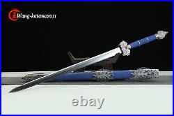 Masterpiece Top Grade Damascus Chinese Sword Han Jian Fully Wrap Real Rayskin