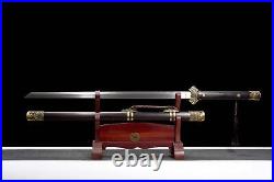 Set Chinese KUNGFU Tang Dao Pattern Steel ClayTempered Sword Copper Fittings
