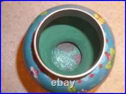 Set of Vintage Chinese Cloisonne Urns 11 High Flower Pattern Blue FREE Shipping