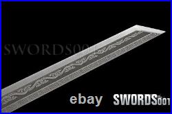 Sharp Chinese Dao Carbon Steel Engraved Blade Dragon Pattern PU leather Scabbard