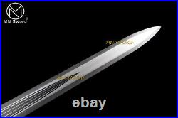 Silvery Han Dynasty Jian Carbon Steel Chinese Sword Cool Pattern Engraved Blade