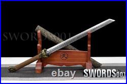 Tang Dynasty Chinese Sword Carbon Steel Engraved Blade Dragon Pattern Scabbard