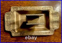 Tiffany Studios Chinese Pattern Match Box Safe/ Ashtray # 1764 Aged Gold Dore