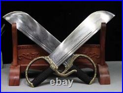 Top Pure copper Chinese Wing Chun Knives Short Sword Pattern Damascus Steel Dao