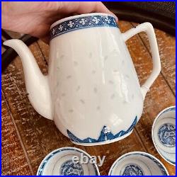 Vintage Blue and White Rice Eye Pattern Dragon handpainted Tea Set