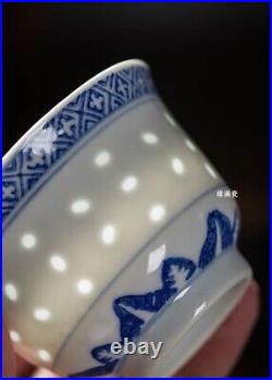 Vintage Blue and White Rice Eye Pattern Dragon handpainted Tea Set