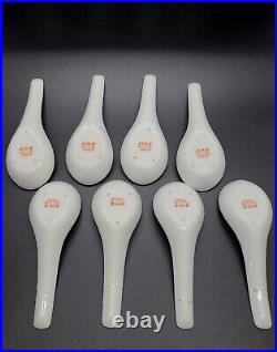 Vintage (Rose Lotus) Chinese Mun Shou Longevity Pattern Soup Spoons Set of 8